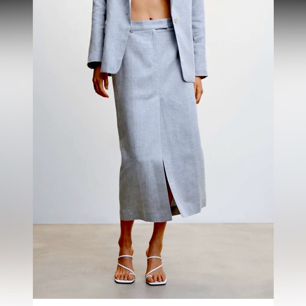 Mango Linen skirt with slit - NWT